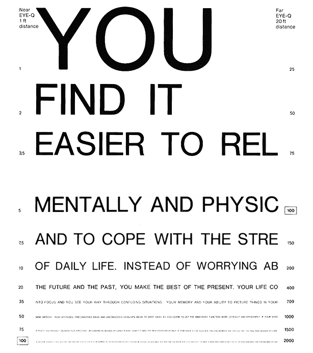 Farsighted Test Chart